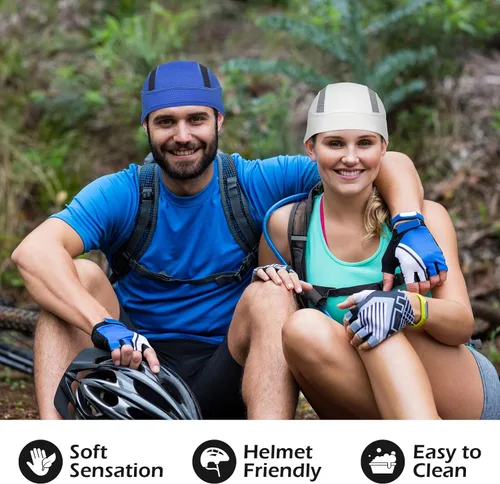Vista 24 de Gorro con forro para casco de calavera, malla de enfriamiento para hombres y mujeres, se adapta debajo de los cascos