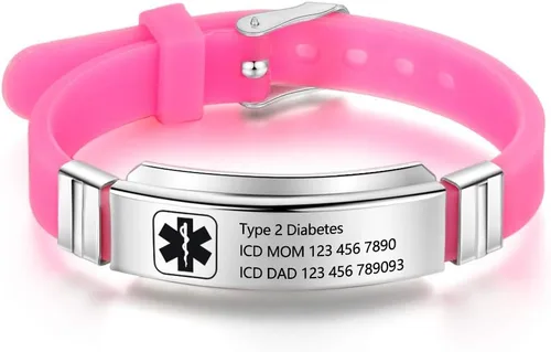 Vista 63 de OPALSTOCK Pulseras médicas personalizadas de silicona ajustable para identificación de emergencias, grabado gratuito, 9 pulgadas, resistente al