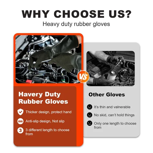Vista 4 de North Tower Guantes de goma resistentes a productos químicos, guantes resistentes para trabajo con guantes impermeables para hombre