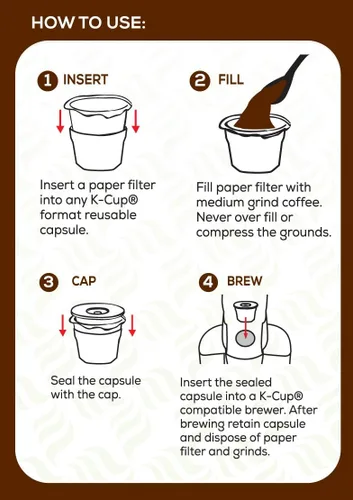 Vista 2 de Perfect Pod - Forros de papel reutilizables para cápsulas de café K Cup, se adapta a todas las marcas, compatible con todas las cápsulas