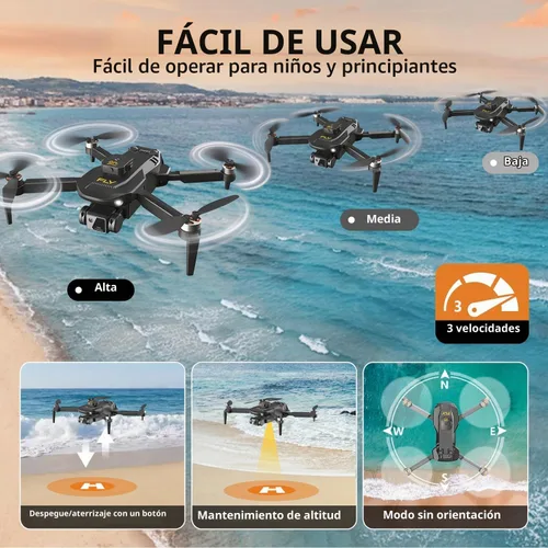 Vista 5 de Drone cuadricóptero plegable RC para adultos, adolescentes, niños y niñas