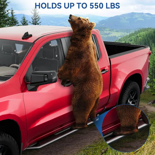 Vista 6 de OEDRO Estribos compatibles con Chevy Colorado/GMC Canyon Crew Cab 2015-2026, barras Nerf con barras laterales negras texturizadas