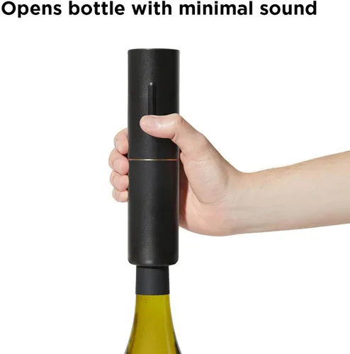 Vista 5 de RBT Sacacorchos eléctrico abridor de vino con cortador de papel de aluminio y base de carga de mármol, negro