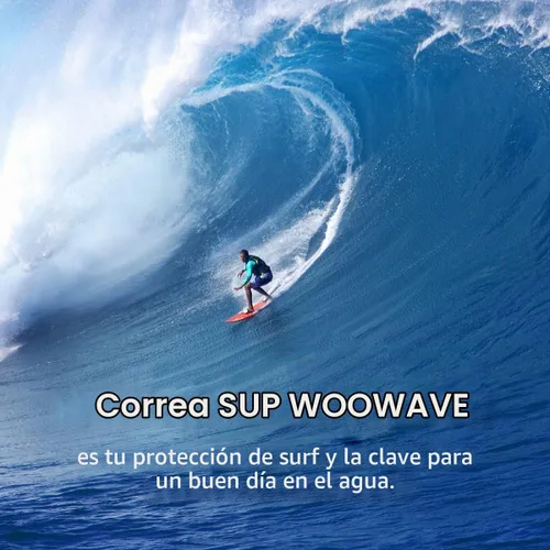 Vista 7 de WOOWAVE Correa SUP de 11 pies en espiral para tabla de remo para tabla de surf, correa de tobillo con funda impermeable para billetera/teléfono Negro