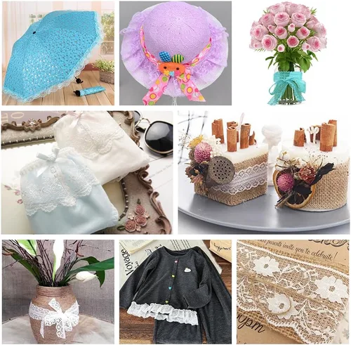 Vista 7 de Rollo de cinta de encaje de 120 yardas para costura, baby shower, cumpleaños, despedida de soltera, decoración de boda, embalaje de regalo, ramo