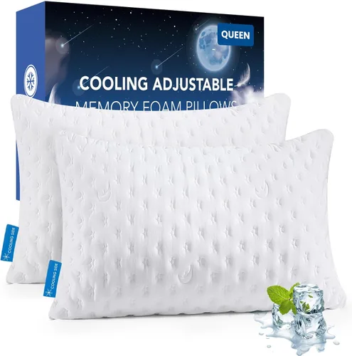 Vista 16 de KUCEY - Almohada refrescante para dormir lateral para dolor de cuello y hombros, almohadas de cama curvas de espuma viscoelástica triturada de lujo