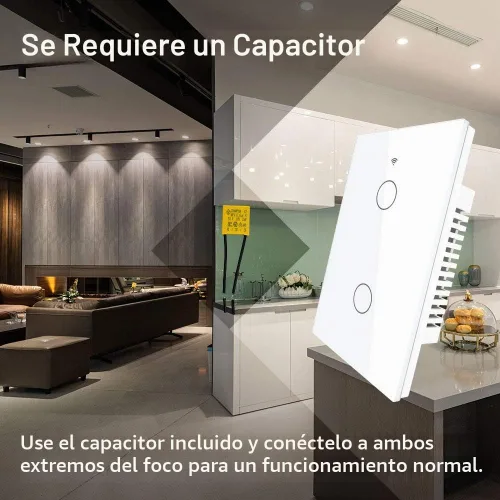 Vista 6 de MoesGo 2ª generación WiFi RF433 Smart Touch Wall Single Fire Smart Switch, no requiere cable neutro, compatible con la aplicación Smart Life/Tuya