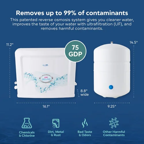 Vista 3 de AMI Sistema de lujo del purificador del RO debajo del mostrador, sistema de la filtración del agua de la ósmosis inversa con UF