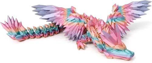 Vista 4 de Dragón Impreso en 3D - Dragón Volador de 18 Pulgadas con Alas, Juguete Fidget de Cristal Articulado XL con Alas, Decoración del Hogar, Regalo