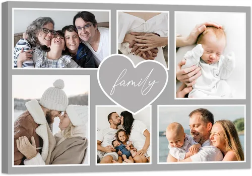 Vista 11 de ZXHYWYM Imágenes en lienzo, collage personalizado de 9 fotos, collage personalizado con texto para subir imágenes al lienzo, tu familia, perro