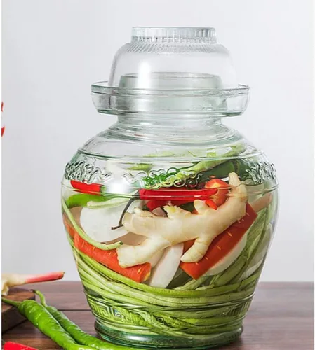 Vista 8 de ETITSA - Tarro de fermentación tradicional, boca ancha de 2,5 L, tarro de pepinillos para pepinillos chucrut Kimchi, elaboración de vino, verduras