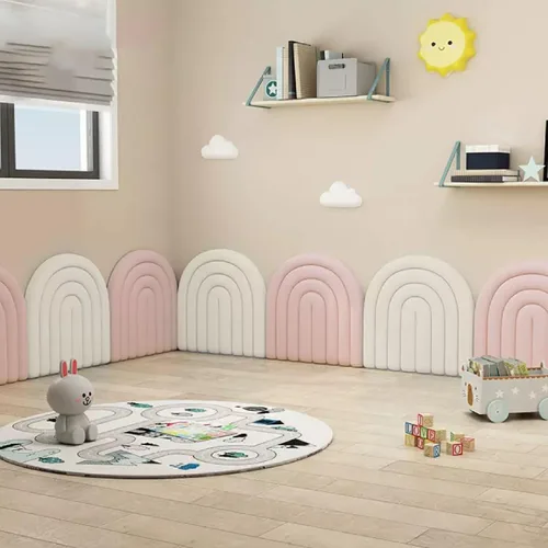 Vista 2 de Acolchado de pared 3D anticolisión para niños, tapete de pared autoadhesivo para paredes de TV, dormitorio de niños, fácil de instalar, calcomanías
