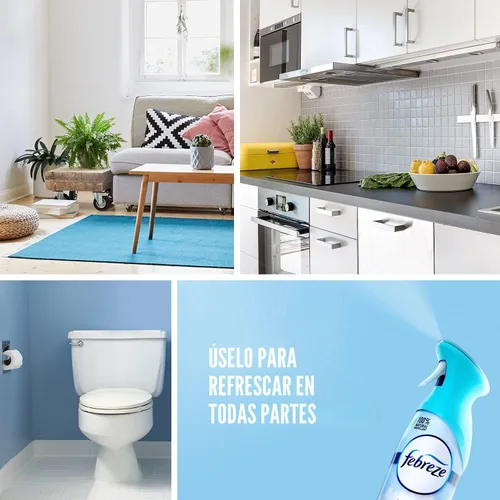 Vista 2 de Spray ambientador Febreze, aroma limpio y resistente, eliminador de olores para olores fuertes, 8.8 onzas (paquete de 3)
