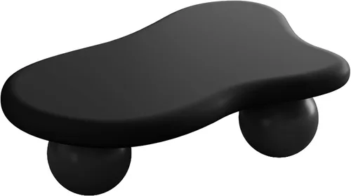 Vista 4 de Mesa de centro Cloud de 47.2 pulgadas con 3 patas de bola, moderna mesa central irregular para sala de estar, mesa de té pequeña baja y bonita