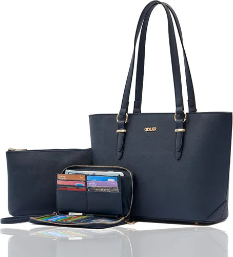 Vista 21 de Qiyuer - Juego de carteras y bolsos para mujer, bolso de trabajo, bolso de mano, bolso de hombro con asa superior, bolso con cartera a juego