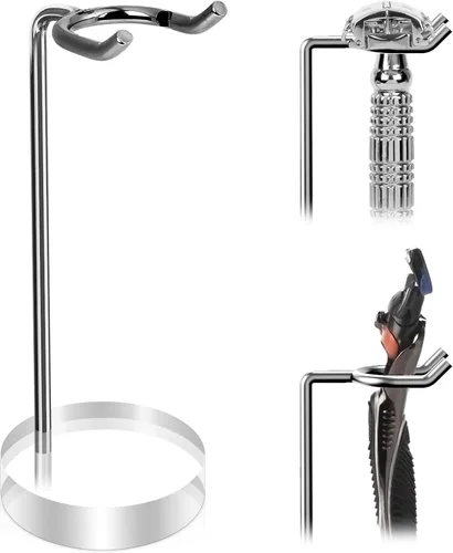 Vista 7 de Linkidea Paquete de 2 soportes para maquinilla de afeitar de seguridad de acero inoxidable, soporte de afeitado de viaje, compatible con Gillette