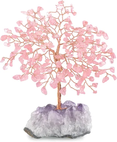Vista 10 de Árbol de la Vida de Cristal de Gemas de Chakra Hecho a Mano, Amatista Natural con Base de Racimo de Amatista, Decoración Feng Shui Bonsái Árbol