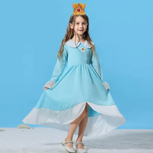 Vista 5 de LOEL Disfraz de melocotón de príncipes para niñas, disfraz de princesa melocotón para niña, disfraz de Hawlloween con accesorios