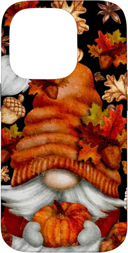Vista 16 de iPhone 13 Lindo gnomo de Acción de Gracias calabaza otoño árbol otoño hojas caso