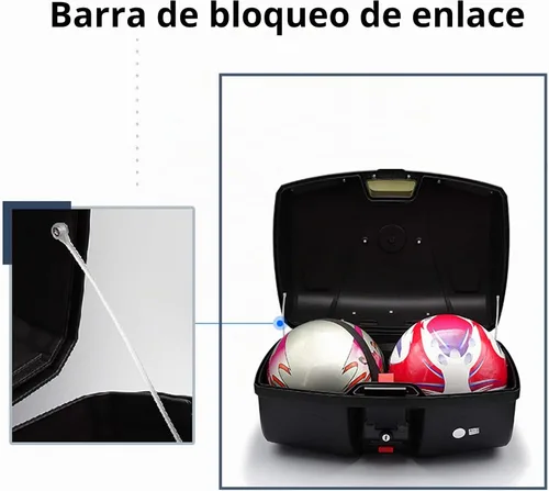 Vista 5 de AUTOINBOX caja universal para parte trasera de motocicleta Tronco, espacio de equipaje, 47 L dura con piezas de montaje, color negro
