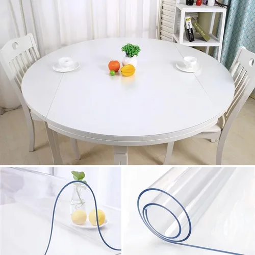 Vista 2 de Protector de mesa de PVC transparente redondo de 0.079 in de grosor impermeable transparente de PVC para mesa de comedor o mesa redonda de jardín
