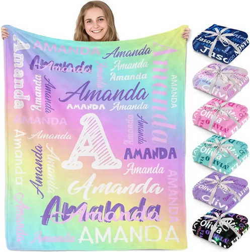 Vista 22 de Gudina Mantas y mantas personalizadas con nombre personalizado con nombre, manta de franela personalizada, regalos para niños, niñas, niños y bebés