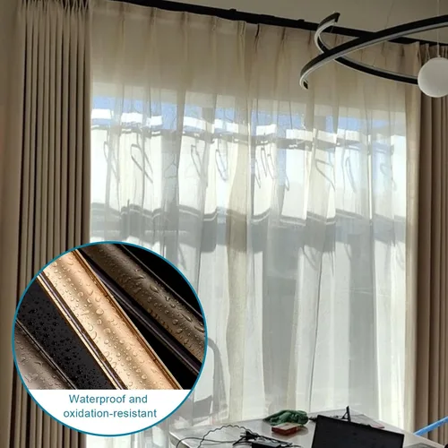 Vista 3 de Ceiling Mounted Double Track Curtain Rail, 3 6 9 ft Curtain Rail Track System for Smooth Ceiling or Wall Silent Heavy Aluminum Duty Curtain Track
