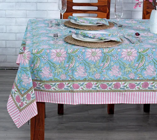 Vista 22 de Ridhi Mantel rectangular con estampado de bloque de mano verde espárragos Espárragos Verde Gadd