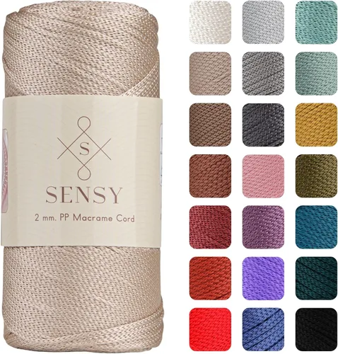 Vista 102 de Sensy Premium 2mm 229.5 metros de cuerda de poliéster 100% cordón de polipropileno Cordón de macramé 2mm Cordón para bolso de crochet Hilo