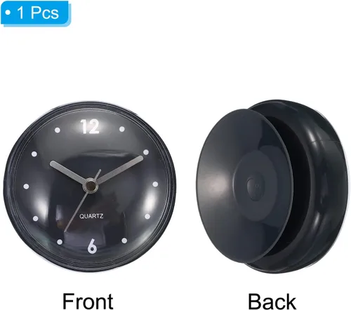 Vista 3 de PATIKIL Reloj de baño impermeable, funciona con pilas, mini relojes de pared silenciosos con ventosa negra para ducha, cocina, decoración del hogar