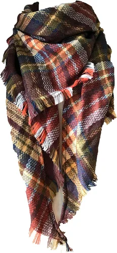 Vista 64 de Wander Agio - Bufanda envolvente con diseño a cuadros o triangular para mujer, cálida y larga, de punto, sensación de cachemira, chal