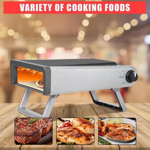 Vista 3 de Horno de pizza de gas portátil de 12 pulgadas para cocinar al aire libre, precalentamiento rápido de 950 °F en 15 minutos, incluye piedra para pizza