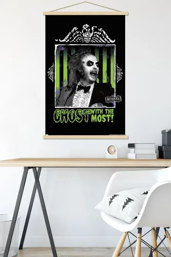 Vista 5 de Trends International Beetlejuice - Ghost With The Most Wall Poster, 22.37" x 34.00", Premium Print and Beechwood Hanger Bundle