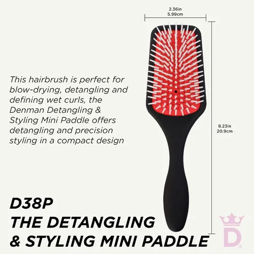 Vista 2 de Denman Cepillo de Paleta para Desenredar y Peinar – Desenredador y Estilizador para Cabello Húmedo o Seco para Cabello Rizado, Crespo, Liso, Grueso