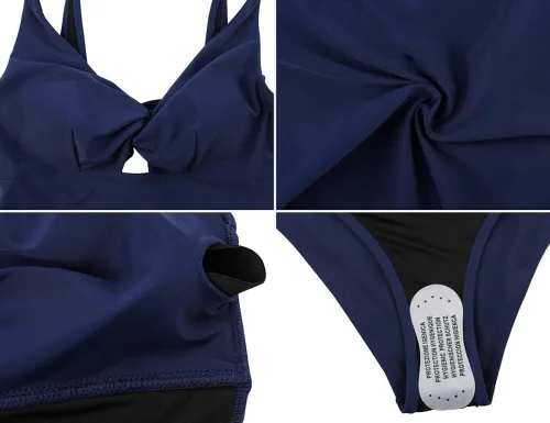 Vista 7 de Firpearl Traje de baño sexy de una pieza con cuello en V para mujer, traje de baño con control de abdomen