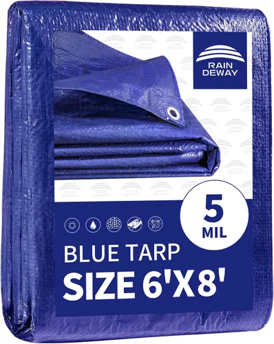 Vista 60 de RAINDEWAY Tarps - Lona impermeable de color azul de 4 x 16 pies de grosor, resistente a desgarros, multiusos, para techo, campamento, automóvil