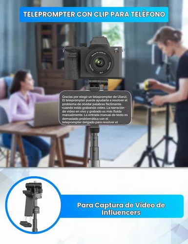 Vista 2 de ULANZI MT-63 Mini trípode para teléfono, 57" trípode de cámara extensible de aleación de aluminio portátil plegable con clip de teléfono 2 en 1