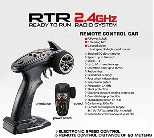 Vista 9 de FMT - Camiones RC de alta velocidad a escala 1:16 de 36 kmh para adultos – 4WD eléctrico todoterreno a prueba de agua, vehículos de control