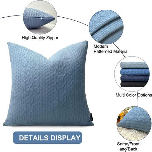 Vista 7 de Booque Valley Paquete de 4 fundas de almohada azules de 18 x 18 pulgadas, fundas de almohada decorativas de verano para sofá, estilo campestre