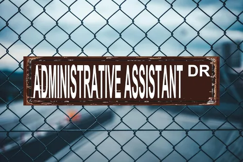 Vista 2 de Administrative Assistant Sign – Metal Street Sign Style Wall Art, Admin Assistant Gift & Decor, Rustic Office Appreciation Present, 16 x 4 Inch