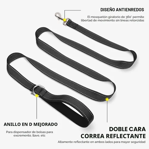 Vista 5 de Joytale - Correa reflectante de doble cara para perro, 6, 5 y 4 pies, resistente de nailon, asa acolchada, para pasear perros pequeños y medianos
