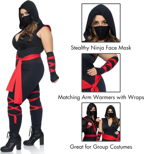 Vista 8 de Leg Avenue Disfraz de ninja mortal de 4 piezas para mujer
