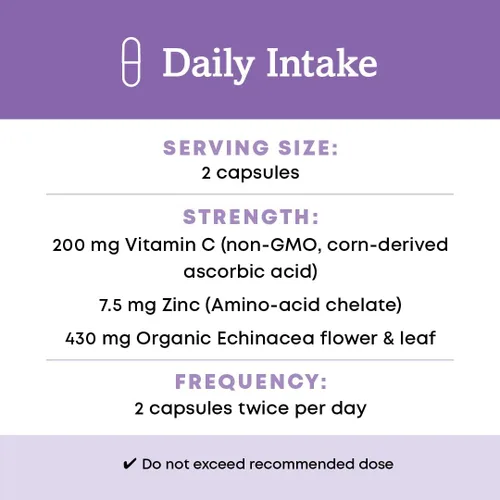 Vista 6 de Oregon's Wild Harvest Echinacea con cápsulas de zinc y vitamina C, 90