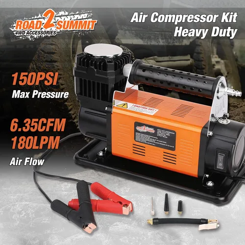 Vista 2 de Kit de compresor de aire portátil de 12 V resistente que infla 6.35 CFM (180 L/min), máximo 150 PSI, kit de compresor de aire todoterreno