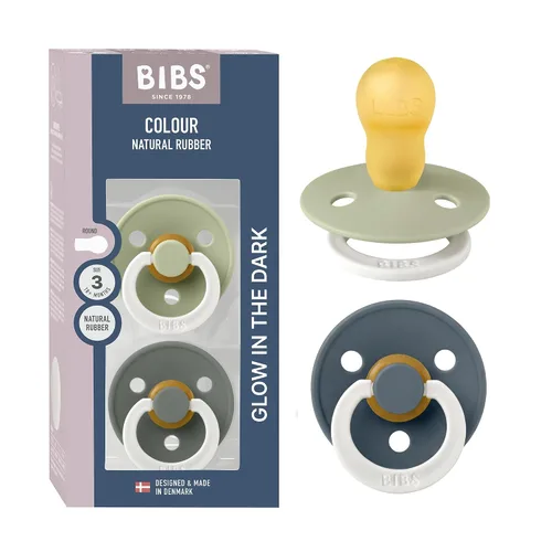 Vista 172 de BIBS - Paquete de 2 chupetes para bebés, goma natural libre de bisfenol A (BPA), hechos en Dinamarca, para niños de 0-6 meses, azul pastel