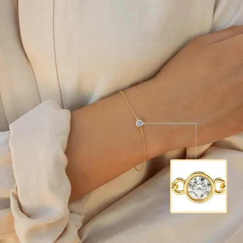 Vista 3 de Pulseras de oro para mujer, juego de pulseras en capas de oro de 14 quilates, delicada cadena de espiga de espiga, pulseras cubanas de oro