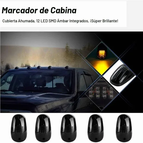 Vista 7 de 5 luces marcadoras de cabina, compatibles con Dodge Ram 1500 2500 3500 4500 5500 2003-2018 con lente ahumada, carcasa LED ámbar, luces de techo