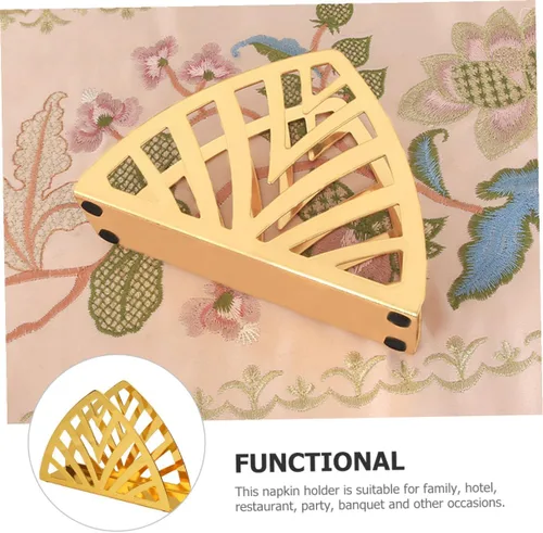 Vista 7 de Ciieeo Servilletero de metal dorado con forma geométrica decorativa para mesa de restaurante, práctico soporte de hierro con bordes lisos