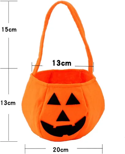 Vista 3 de Bolsas de dulces de calabaza de Halloween para niños, truco o trato, cubos de calabaza no tejidos, bolsas de truco o trato, bolsa para niños