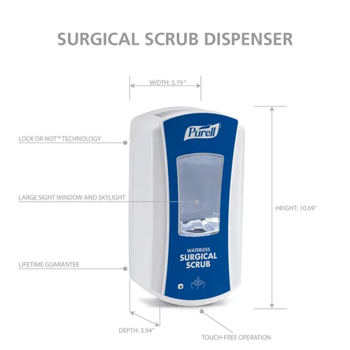 Vista 4 de PURELL LTX-12 Dispensador sin contacto de solución quirúrgica sin agua, azul, para recambios de 1200 mL PURELL LTX-12 (Paquete de 1) - 1932-04
